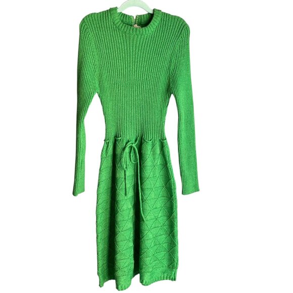Vintage Young East Green Knit Dress Size 11 With Back Zipper Closure & Adjustabl - Picture 6 of 15
